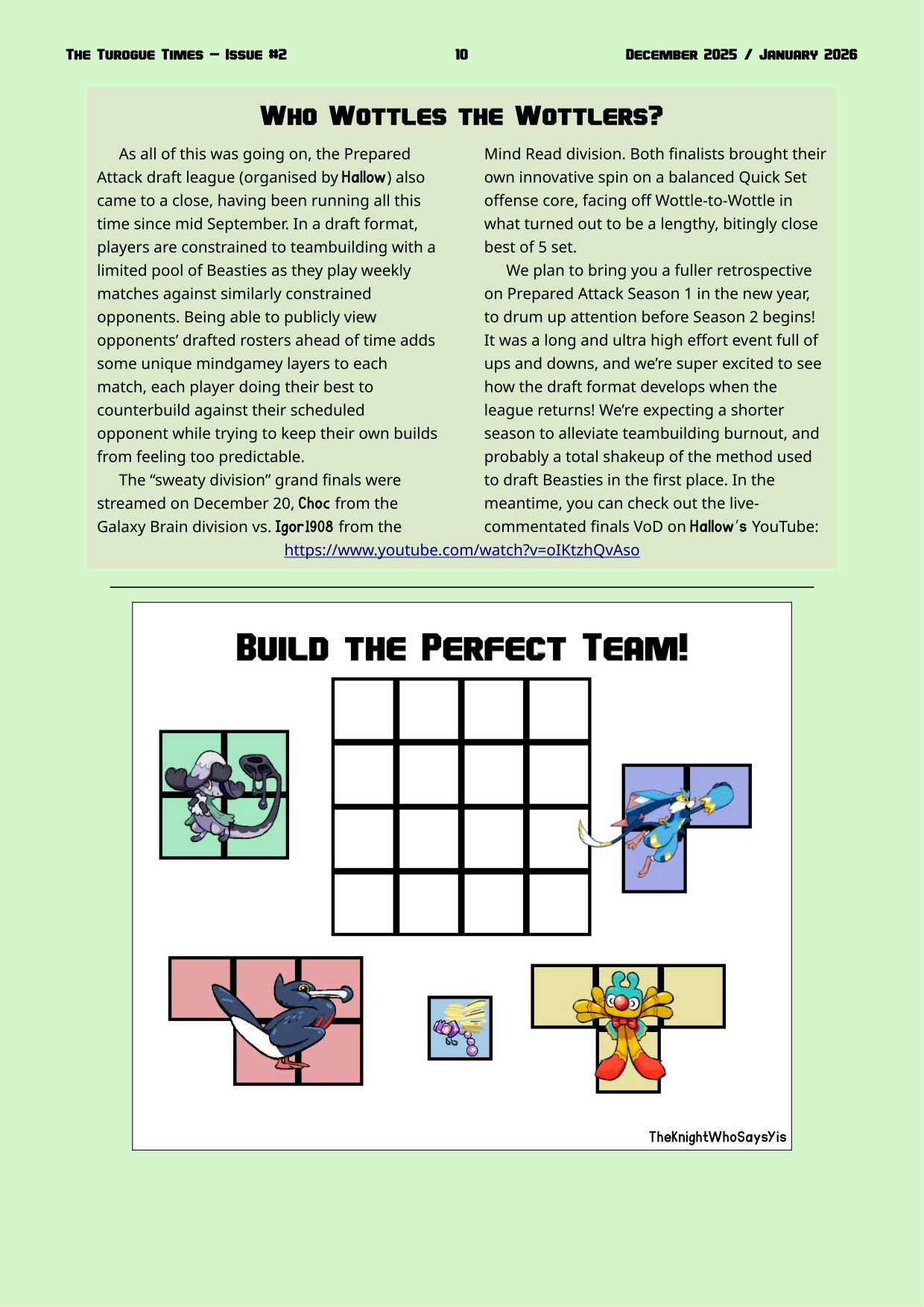 Page 10. Brief sidebar on Prepared Attack Draft League, to be recapped in detail closer to Season 2
